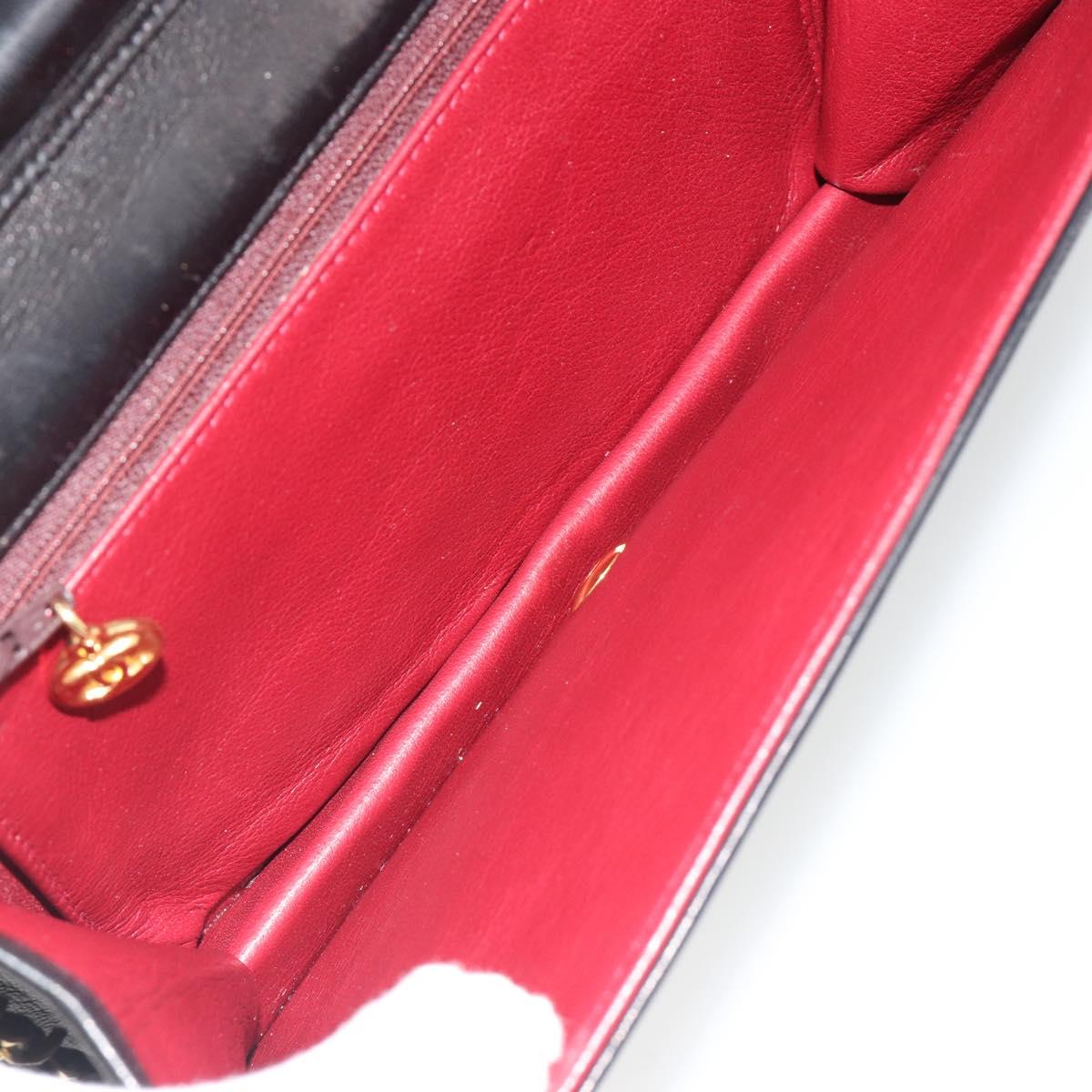 CHANEL Matelasse Chain Shoulder Bag Lamb Skin Black Gold CC Auth 188386A