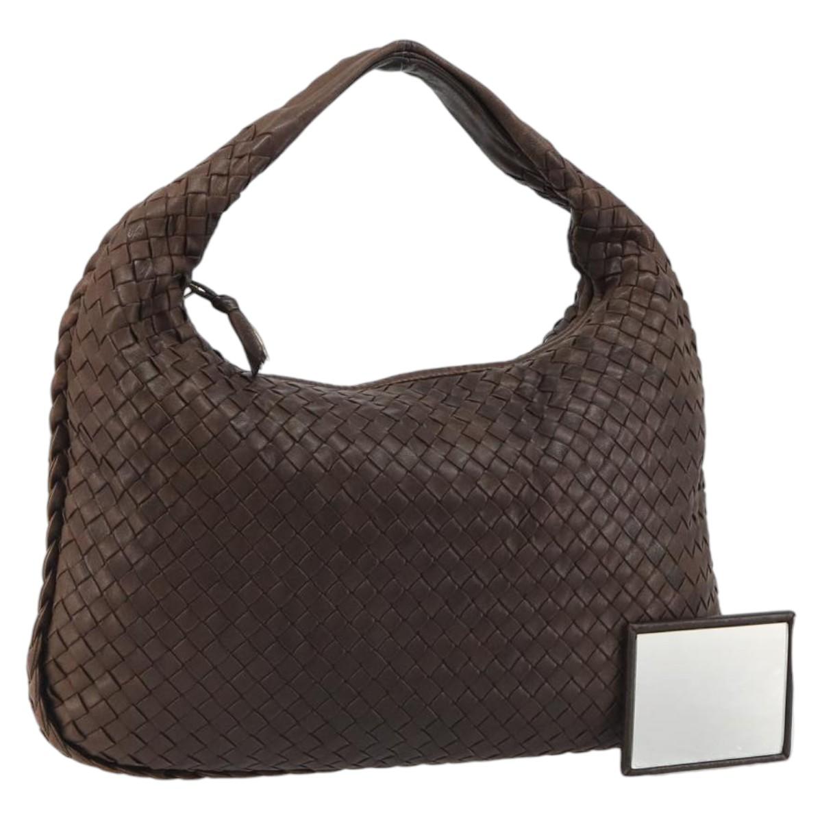 BOTTEGA VENETA INTRECCIATO Shoulder Bag Leather Brown Gold 115653 Auth 188387SAV