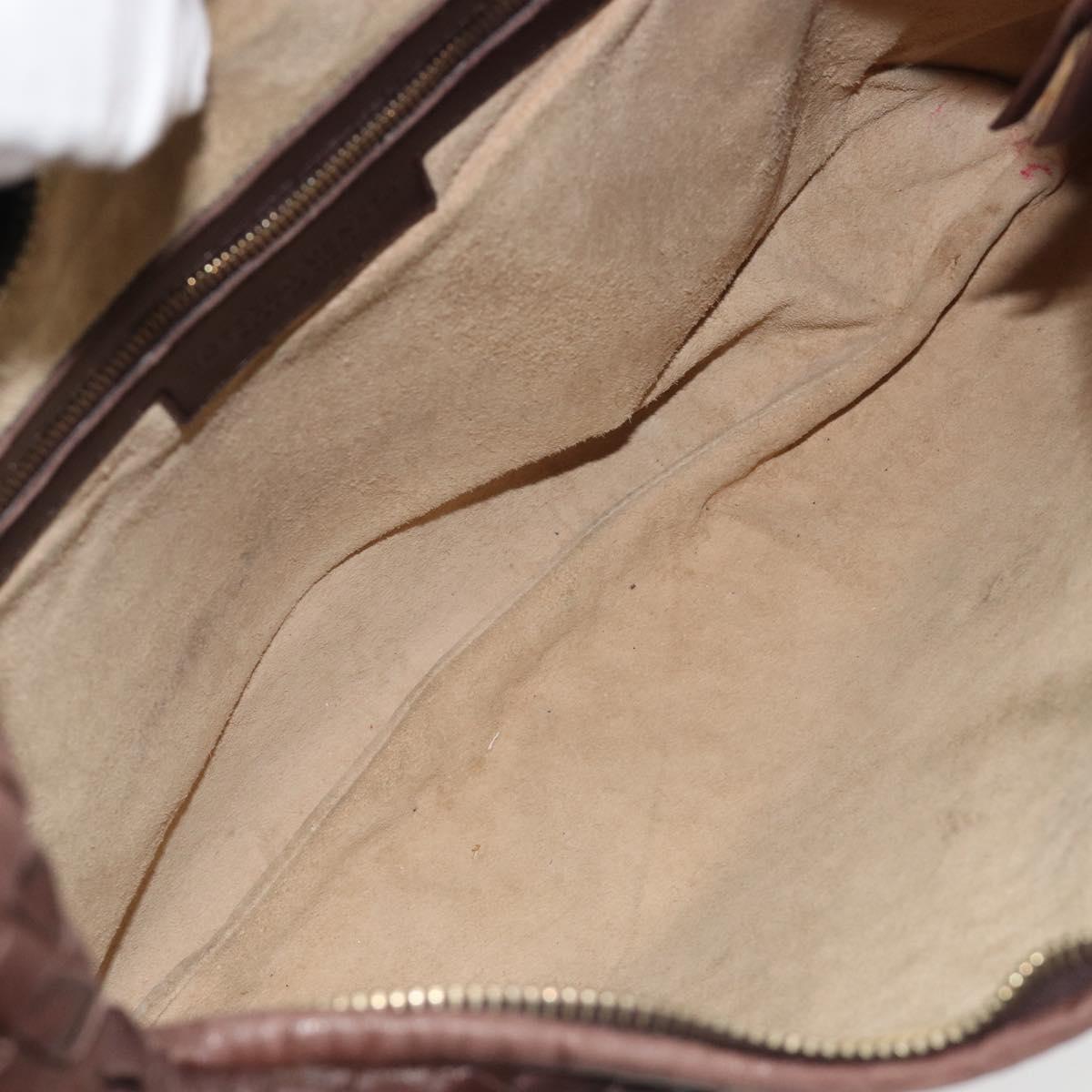 BOTTEGA VENETA INTRECCIATO Shoulder Bag Leather Brown Gold 115653 Auth 188387SAV