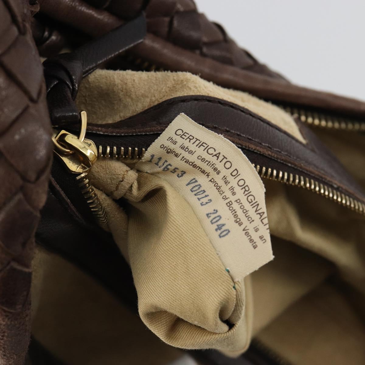 BOTTEGA VENETA INTRECCIATO Shoulder Bag Leather Brown Gold 115653 Auth 188387SAV