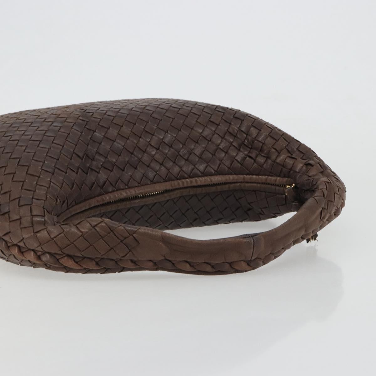 BOTTEGA VENETA INTRECCIATO Shoulder Bag Leather Brown Gold 115653 Auth 188387SAV