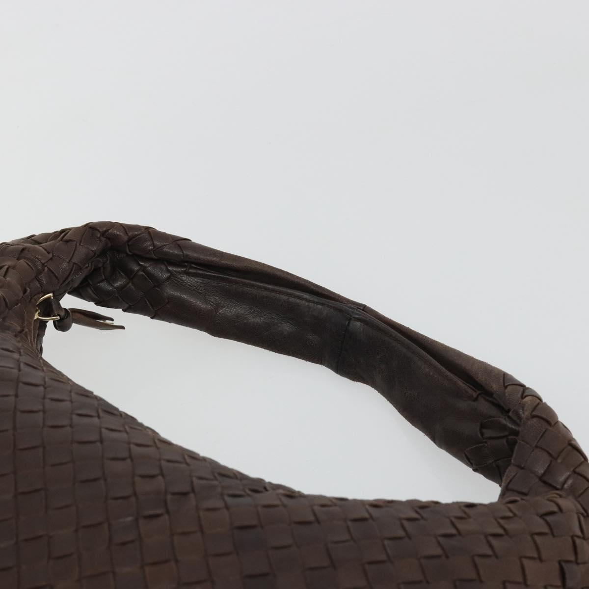 BOTTEGA VENETA INTRECCIATO Shoulder Bag Leather Brown Gold 115653 Auth 188387SAV