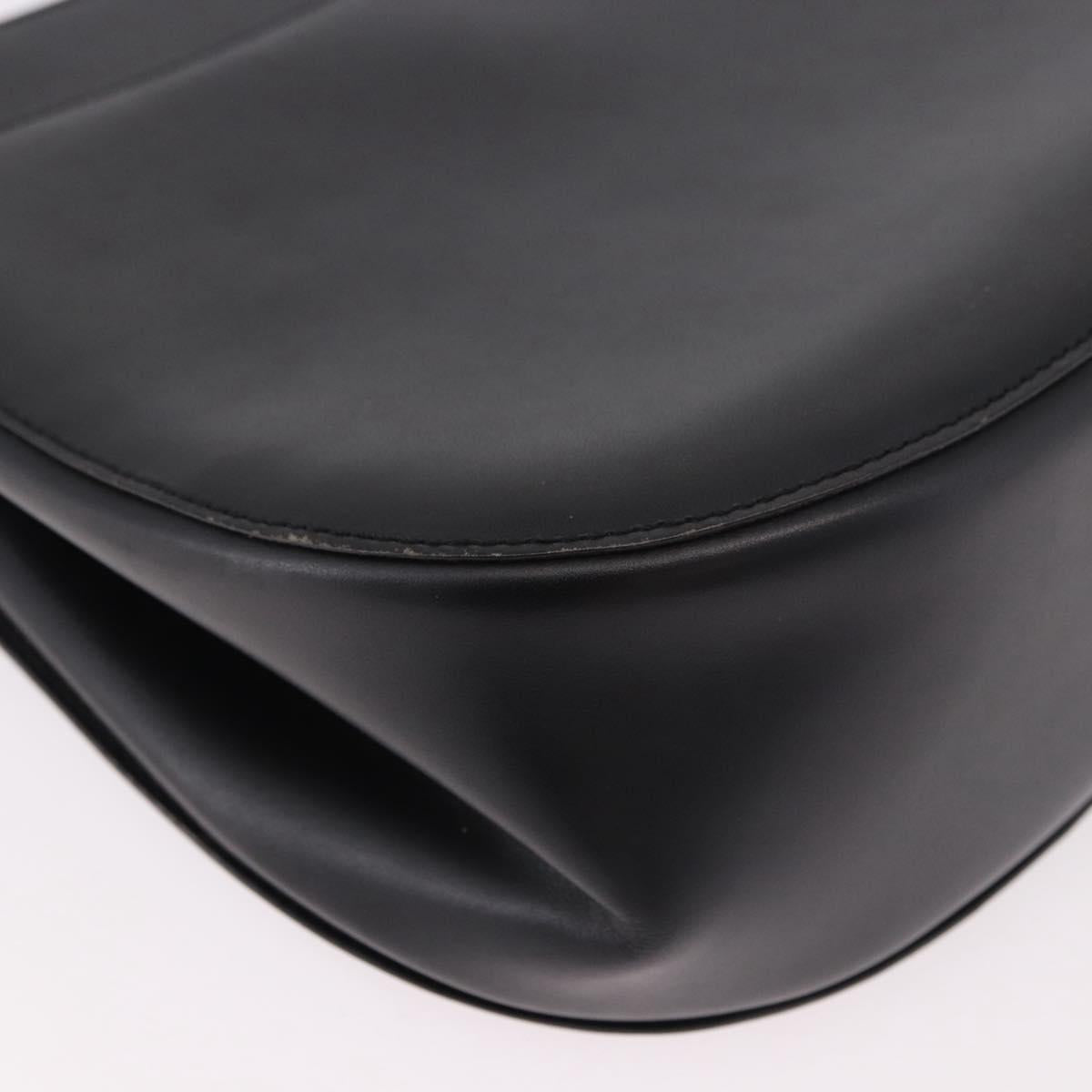 CELINE Shoulder Bag Leather Black Gold Auth 188390