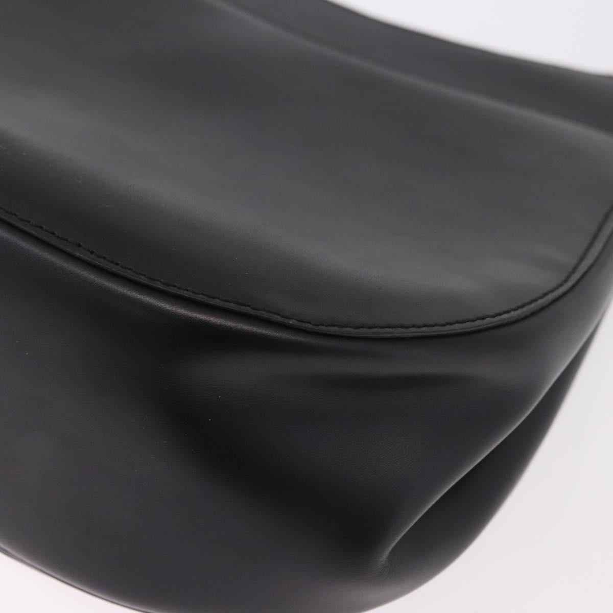 CELINE Shoulder Bag Leather Black Gold Auth 188390