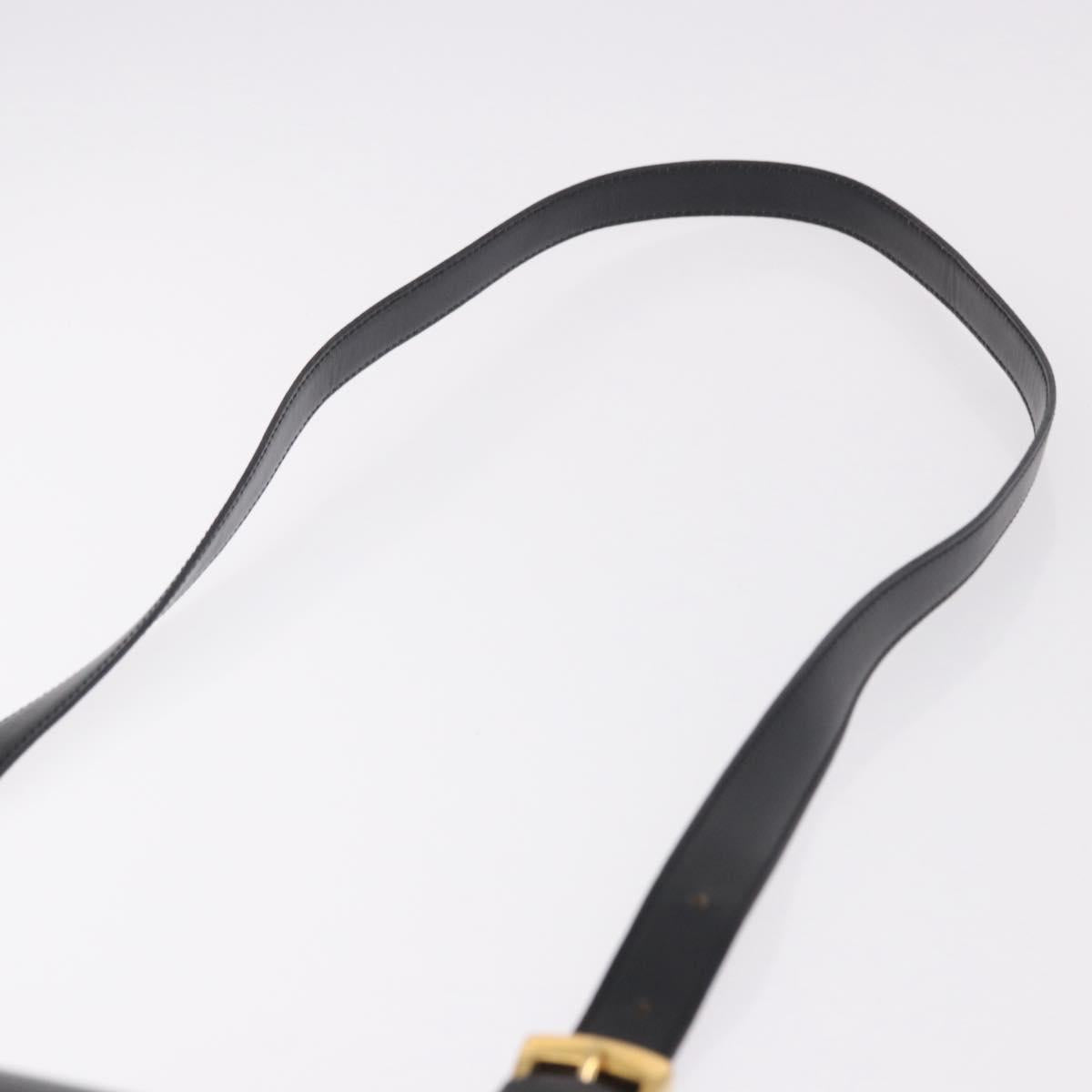 CELINE Shoulder Bag Leather Black Gold Auth 188390