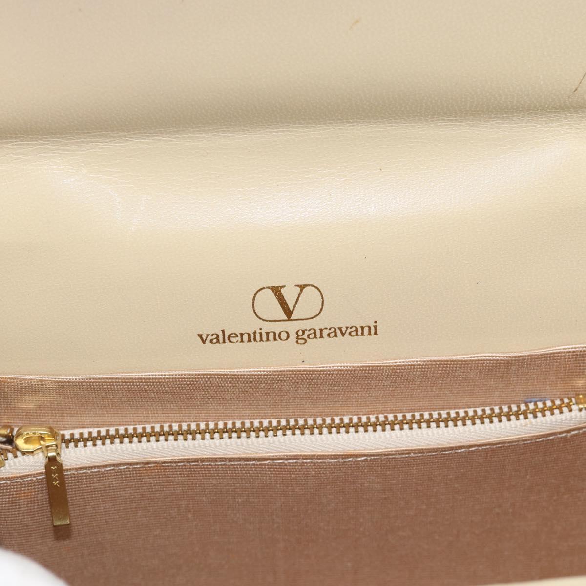 VALENTINO Hand Bag Leather Beige Gold Auth 188391