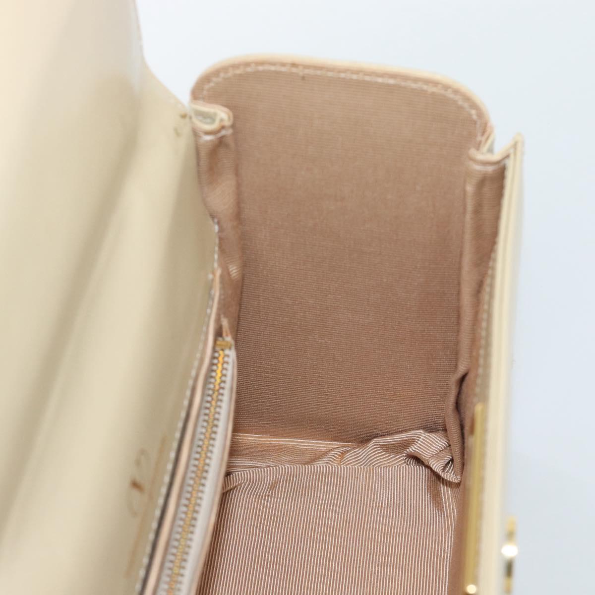 VALENTINO Hand Bag Leather Beige Gold Auth 188391