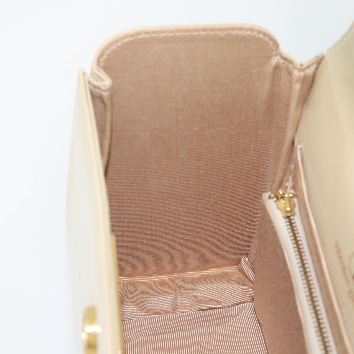 VALENTINO Hand Bag Leather Beige Gold Auth 188391