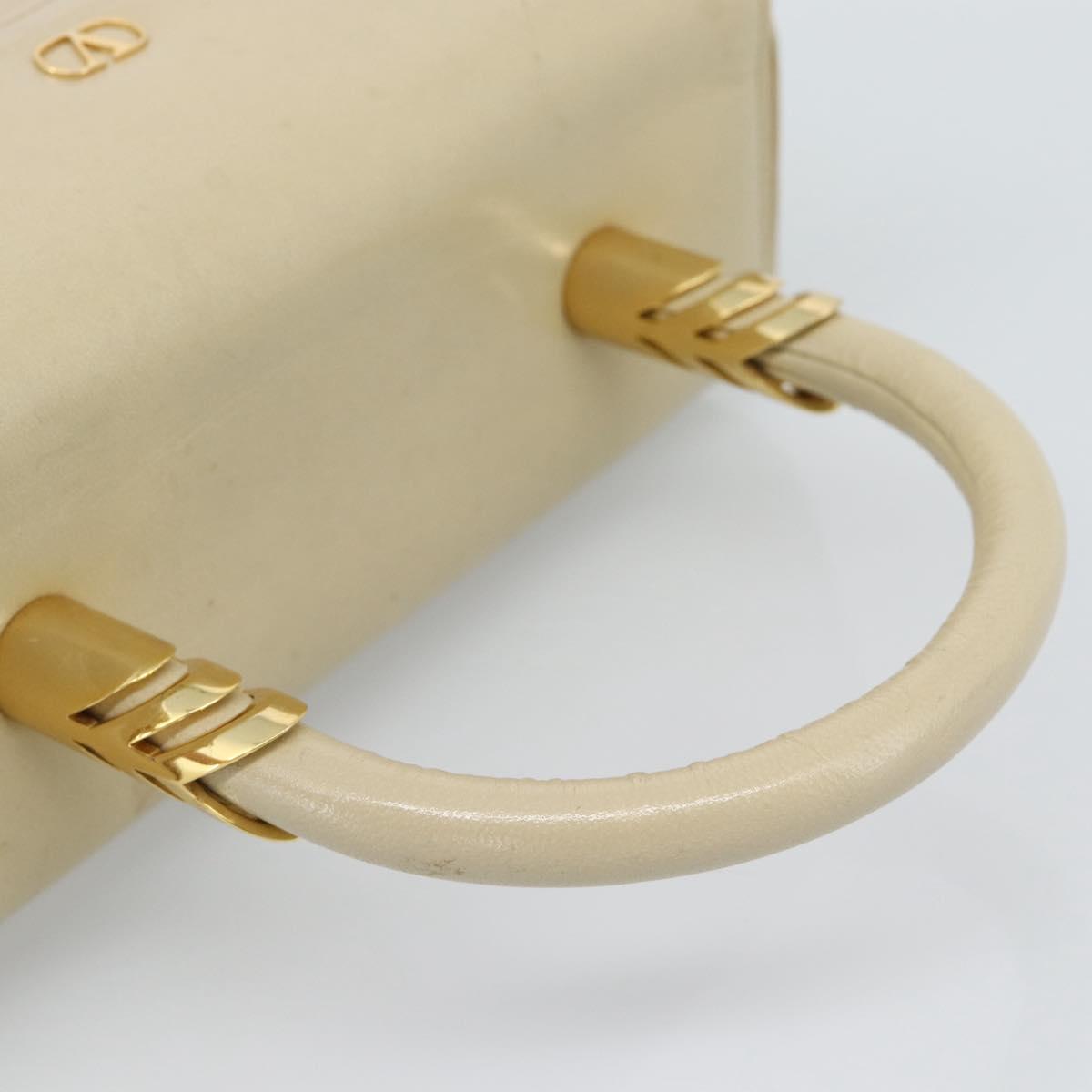 VALENTINO Hand Bag Leather Beige Gold Auth 188391