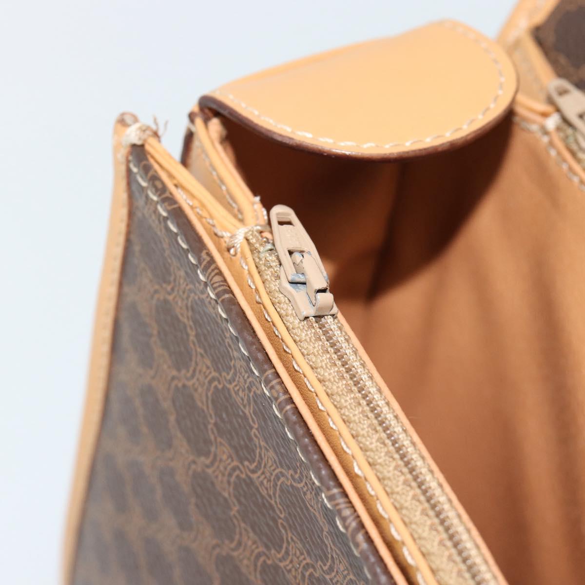 CELINE Macadam Canvas Hand Bag PVC Leather Brown Gold Auth 188393A
