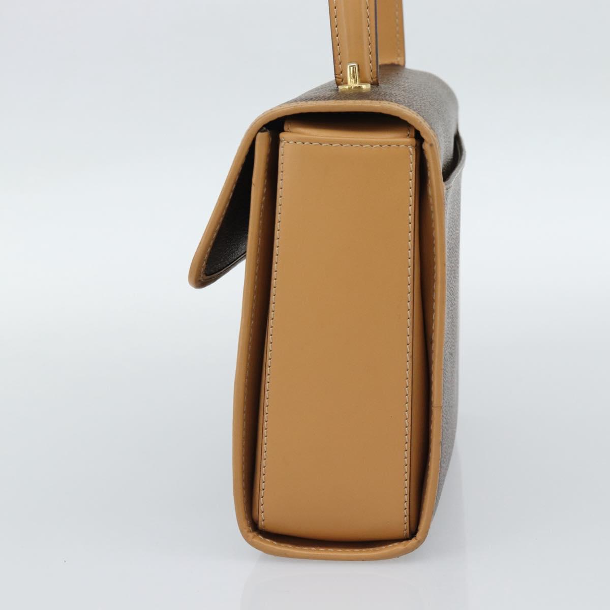 CELINE Macadam Canvas Hand Bag PVC Leather Brown Gold Auth 188393A