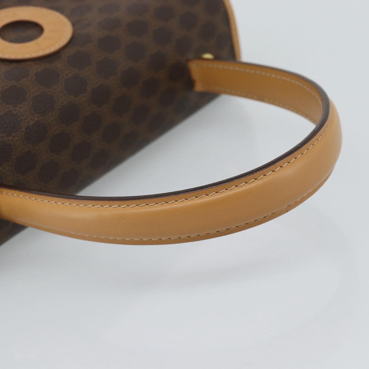 CELINE Macadam Canvas Hand Bag PVC Leather Brown Gold Auth 188393A