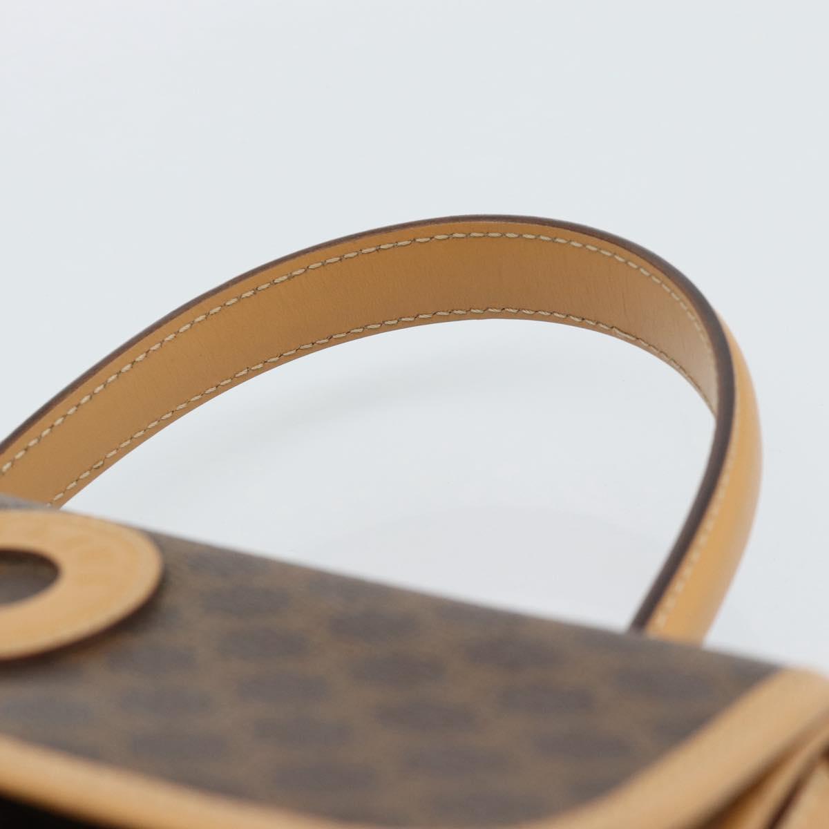 CELINE Macadam Canvas Hand Bag PVC Leather Brown Gold Auth 188393A