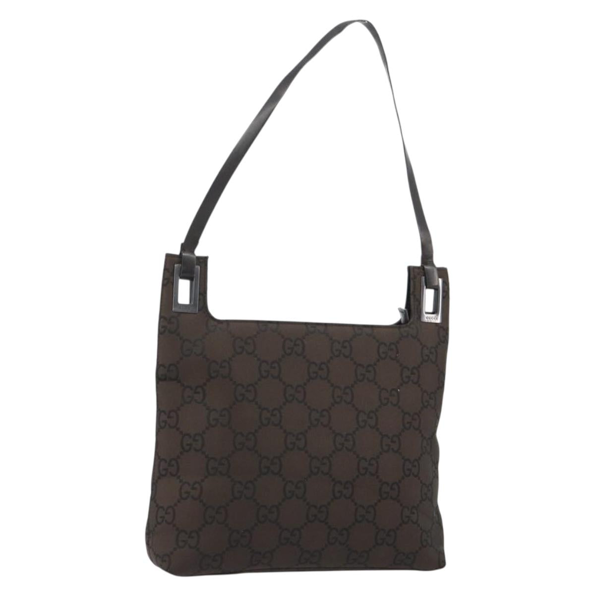 GUCCI GG Canvas Shoulder Bag Nylon Brown 001 3099 Auth 188395