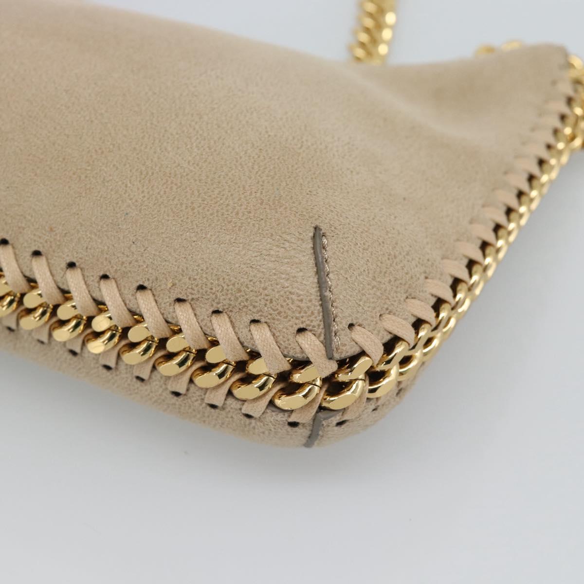 Stella MacCartney Chain Falabella Hand Bag polyester Beige Gold Auth 188397A