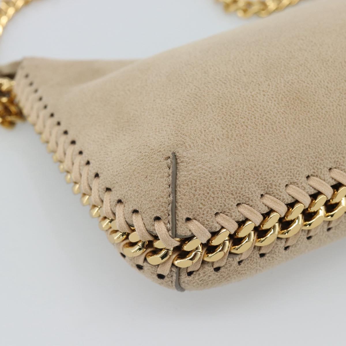 Stella MacCartney Chain Falabella Hand Bag polyester Beige Gold Auth 188397A