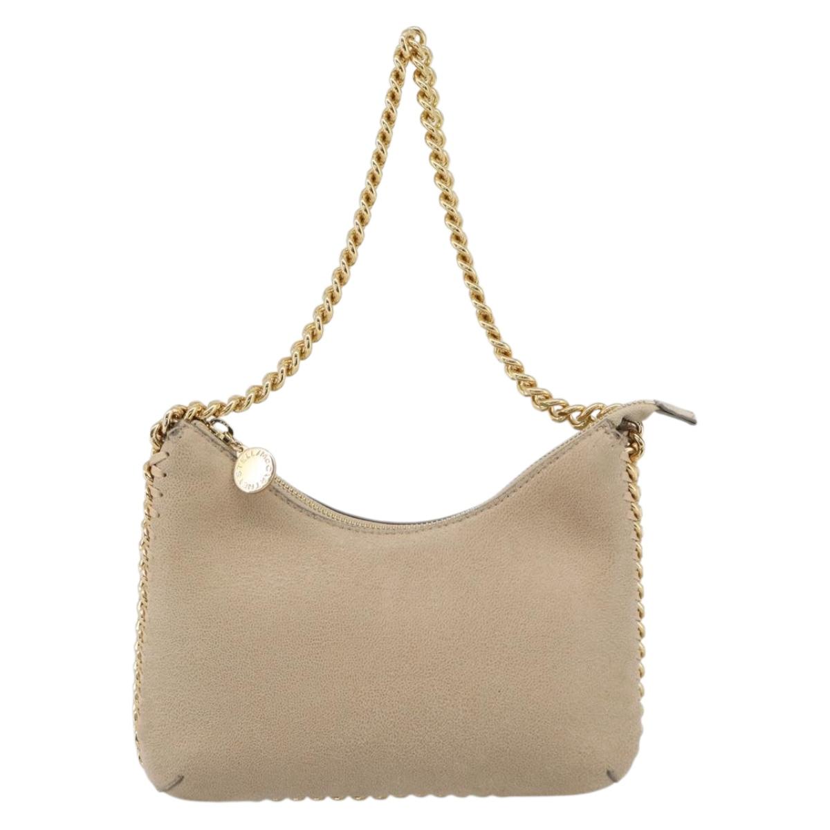 Stella MacCartney Chain Falabella Hand Bag polyester Beige Gold Auth 188397A