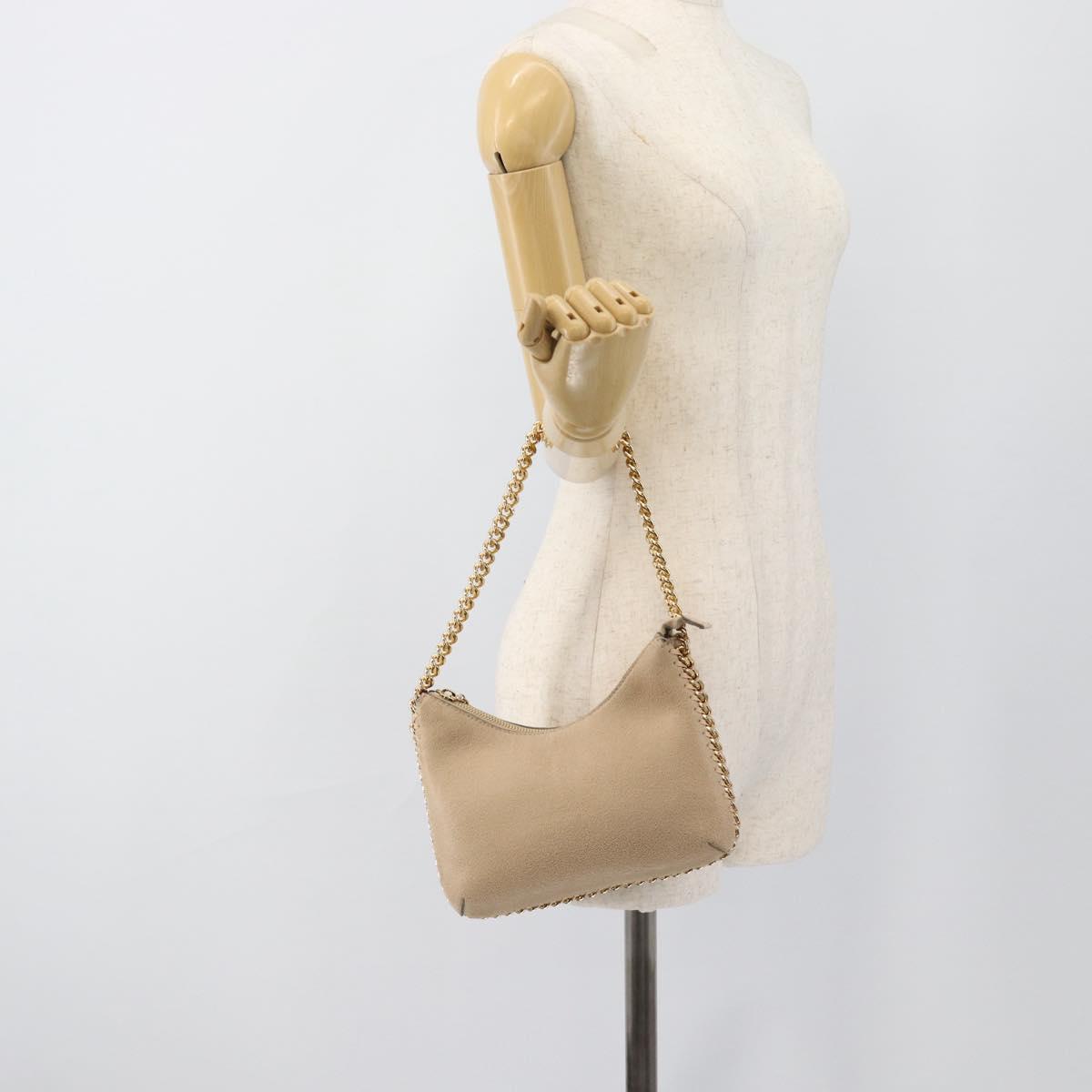 Stella MacCartney Chain Falabella Hand Bag polyester Beige Gold Auth 188397A