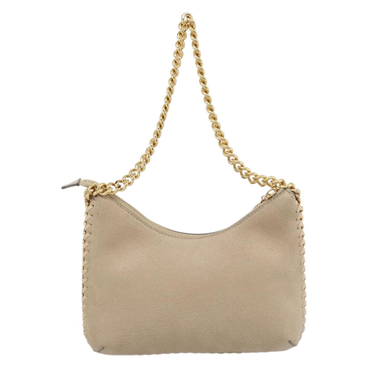 Stella MacCartney Chain Falabella Hand Bag polyester Beige Gold Auth 188397A