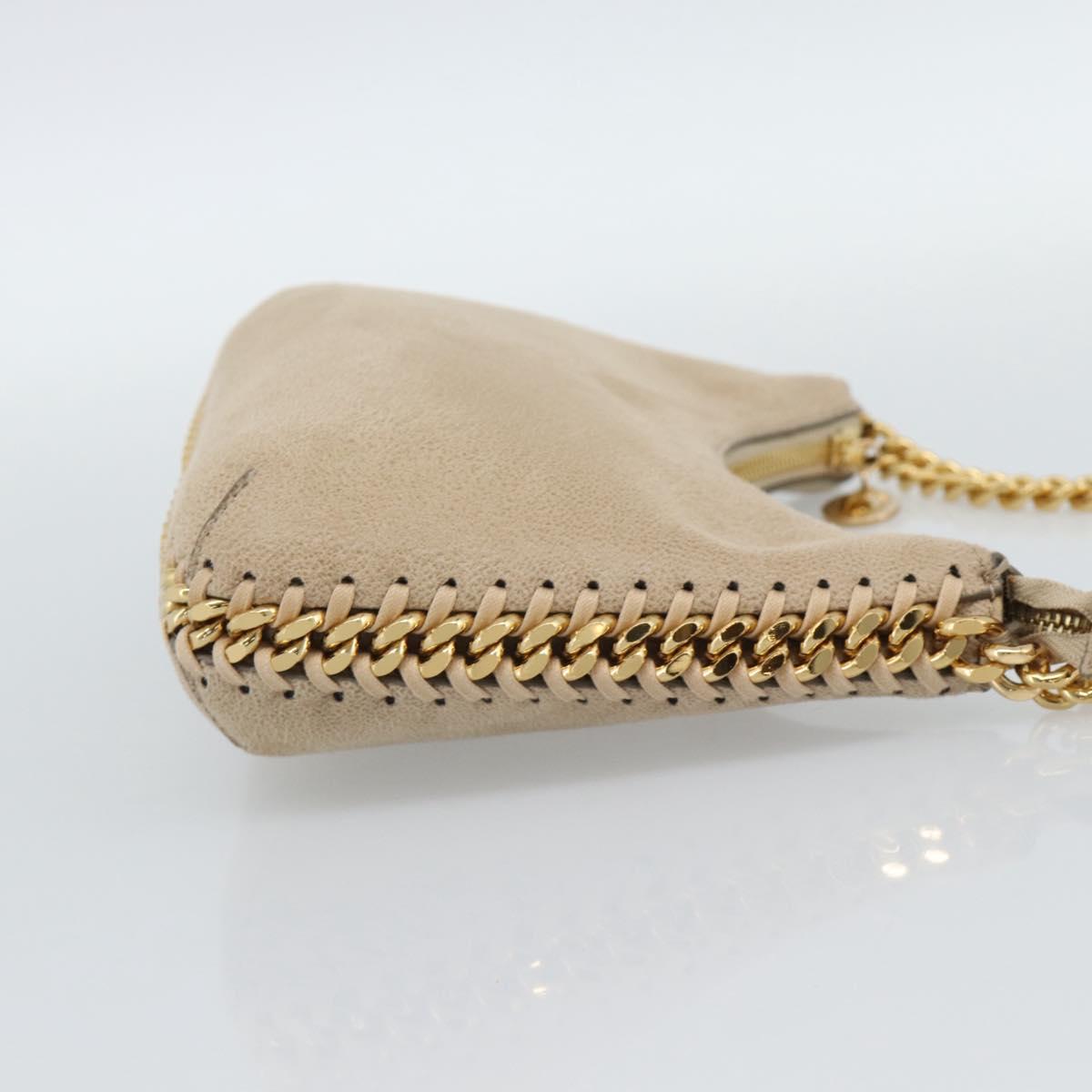 Stella MacCartney Chain Falabella Hand Bag polyester Beige Gold Auth 188397A