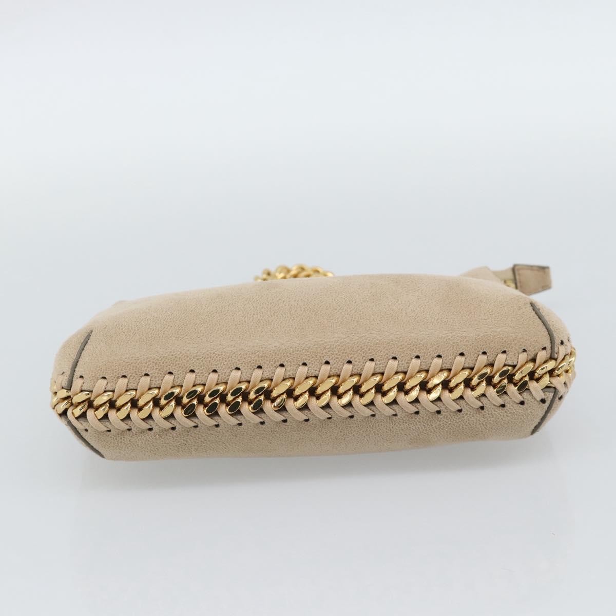 Stella MacCartney Chain Falabella Hand Bag polyester Beige Gold Auth 188397A