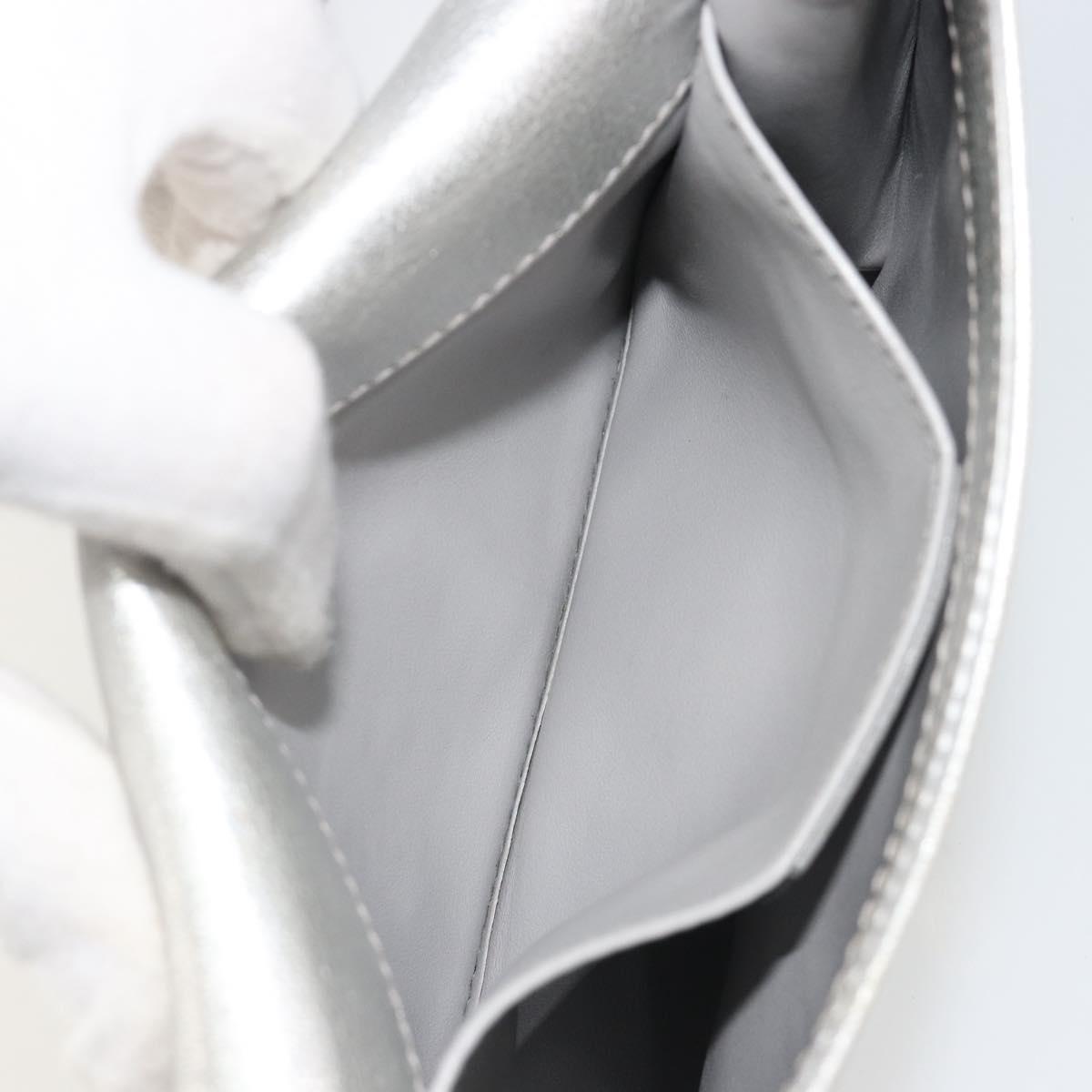 Salvatore Ferragamo Vara Ribbon Chain Shoulder Bag Leather Silver Auth 188398