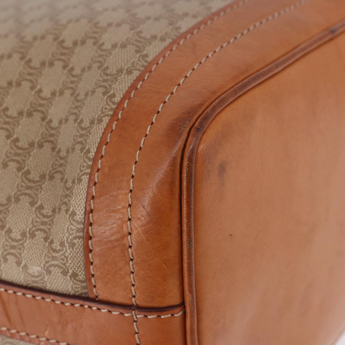 CELINE Macadam Canvas Shoulder Bag PVC Beige Gold Auth 188399