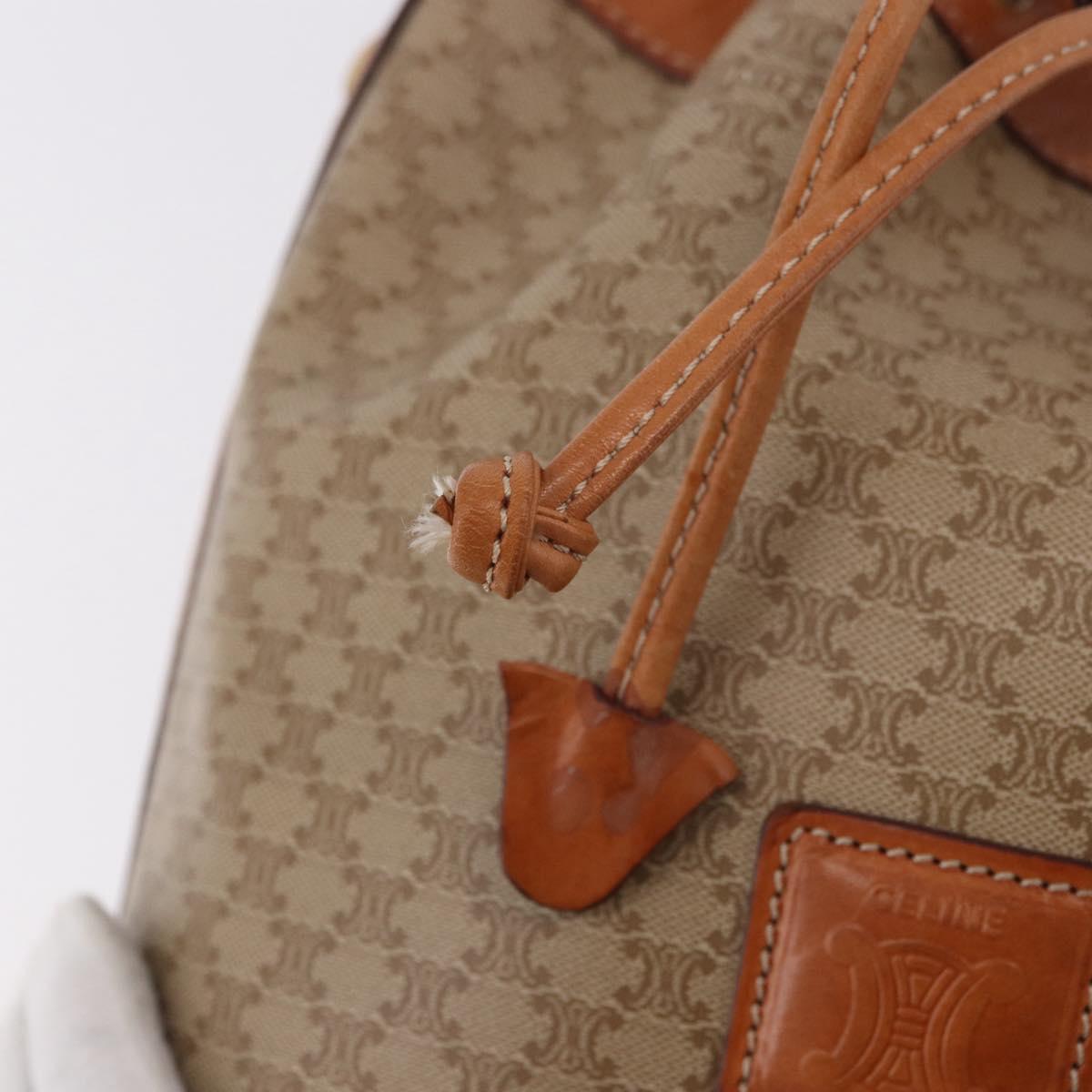 CELINE Macadam Canvas Shoulder Bag PVC Beige Gold Auth 188399