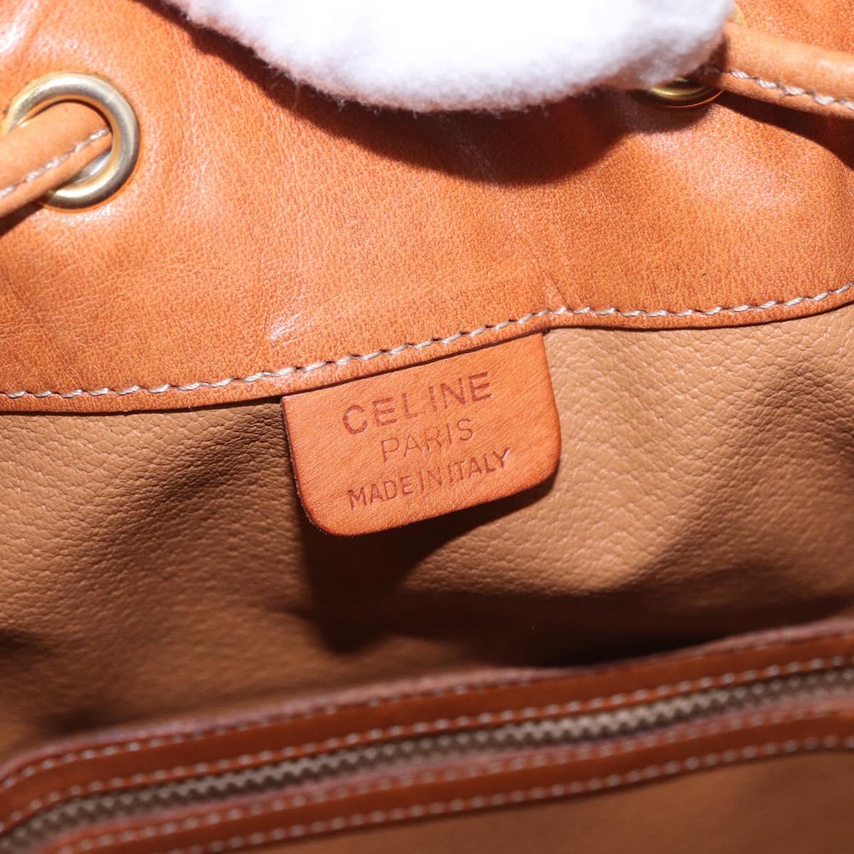 CELINE Macadam Canvas Shoulder Bag PVC Beige Gold Auth 188399