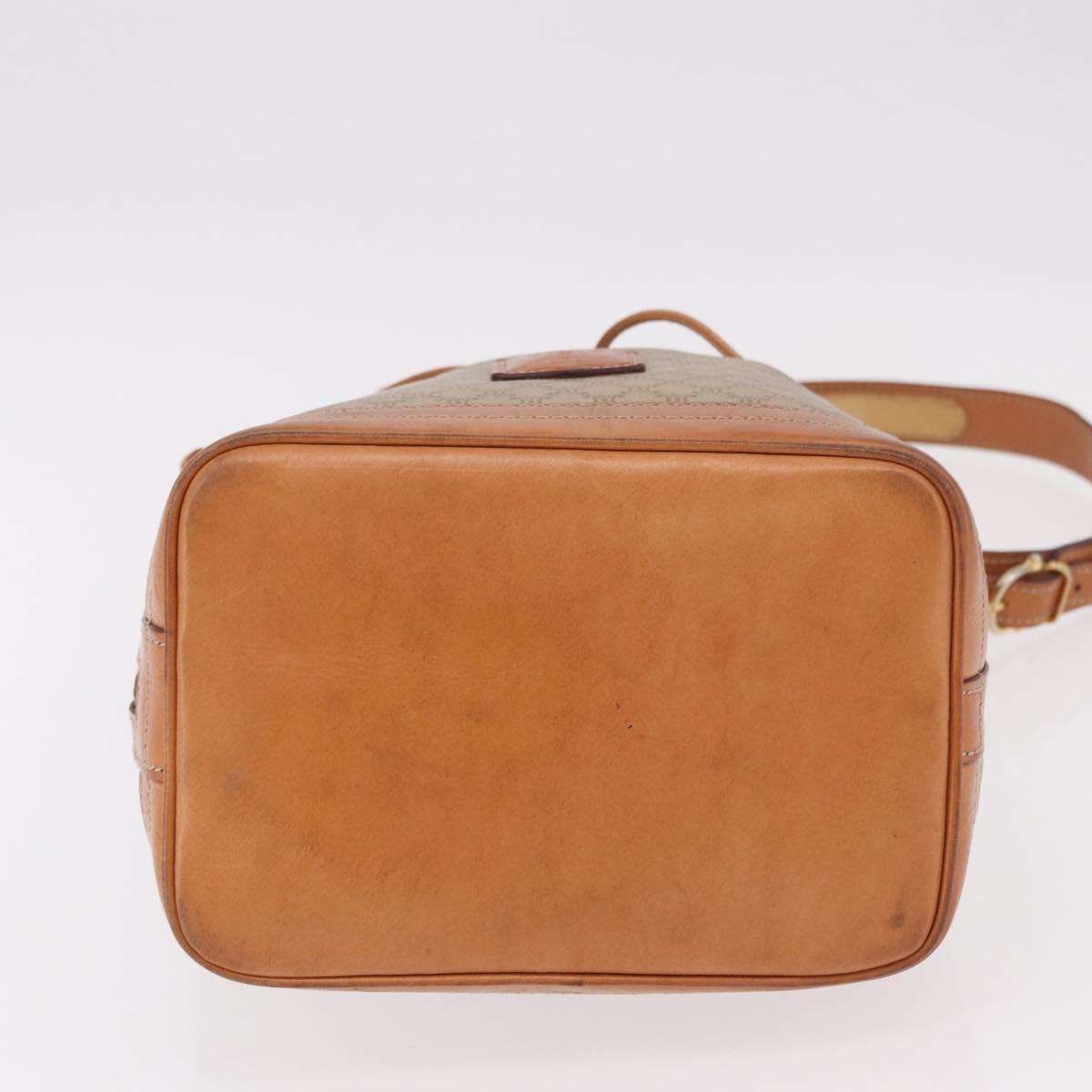 CELINE Macadam Canvas Shoulder Bag PVC Beige Gold Auth 188399