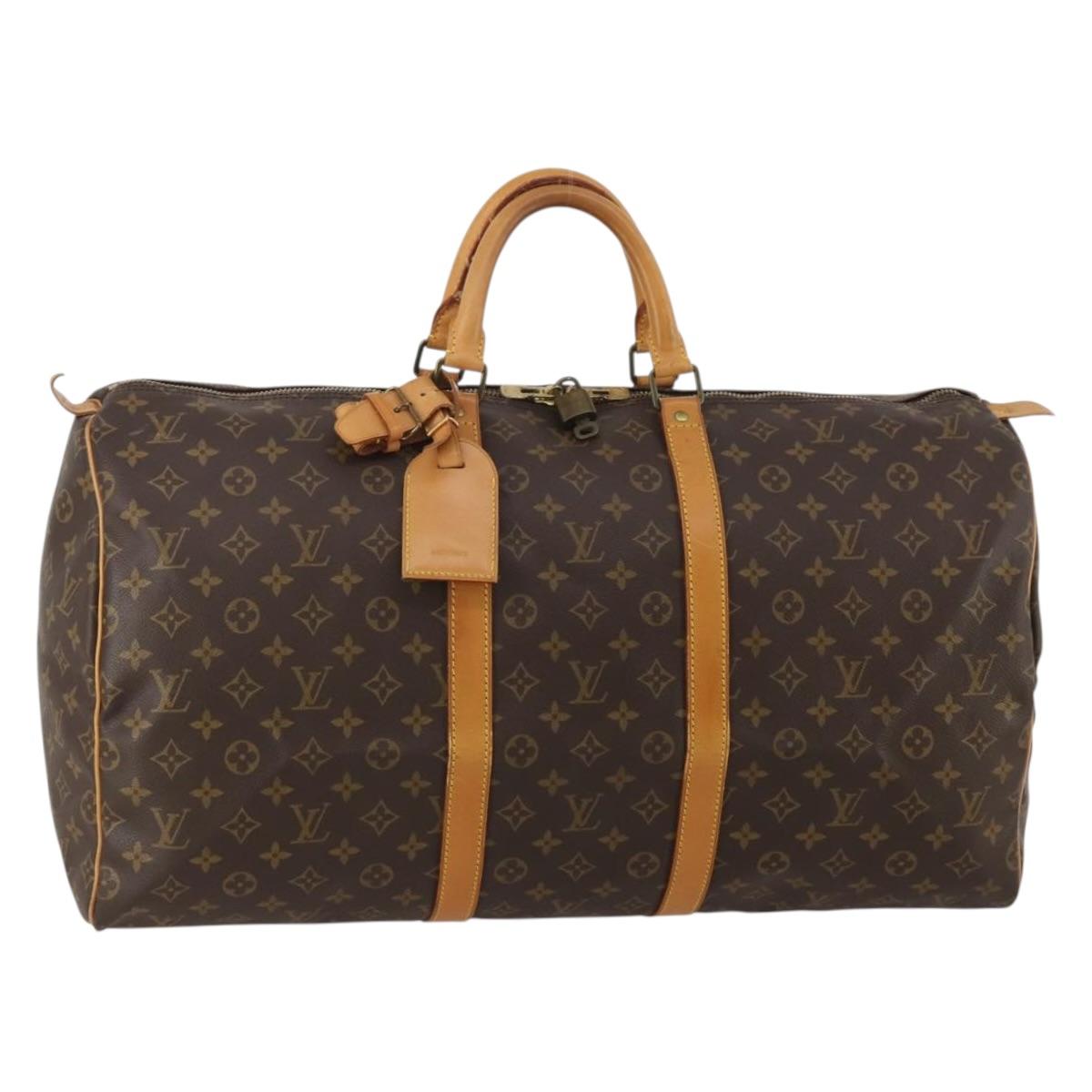 LOUIS VUITTON Monogram Keepall 55 Boston Bag M41424 LV Auth 188403V