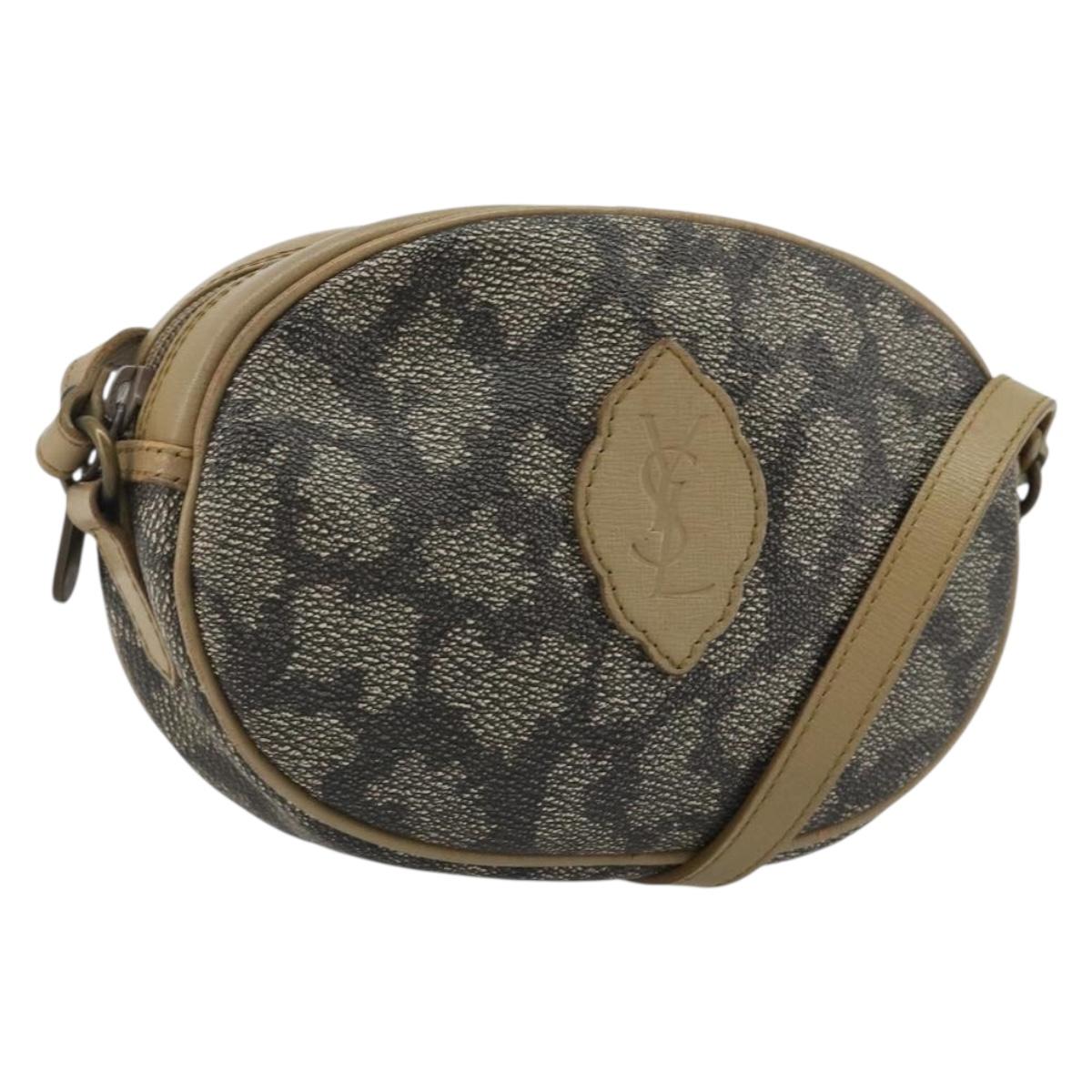 SAINT LAURENT Shoulder Bag PVC Brown Gold Auth 188404