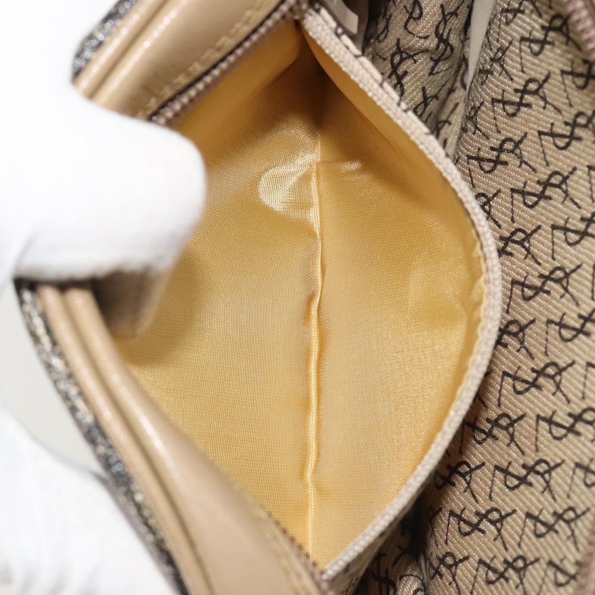 SAINT LAURENT Shoulder Bag PVC Brown Gold Auth 188404