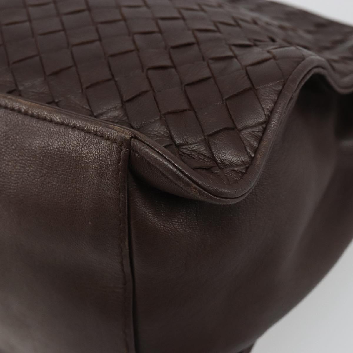 BOTTEGA VENETA INTRECCIATO Shoulder Bag Leather Brown Gold Auth 188405SAV