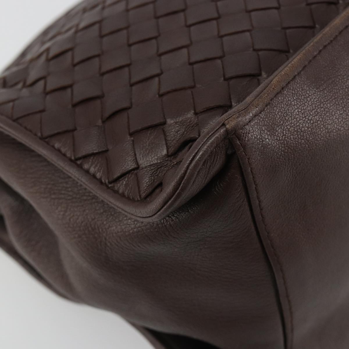 BOTTEGA VENETA INTRECCIATO Shoulder Bag Leather Brown Gold Auth 188405SAV