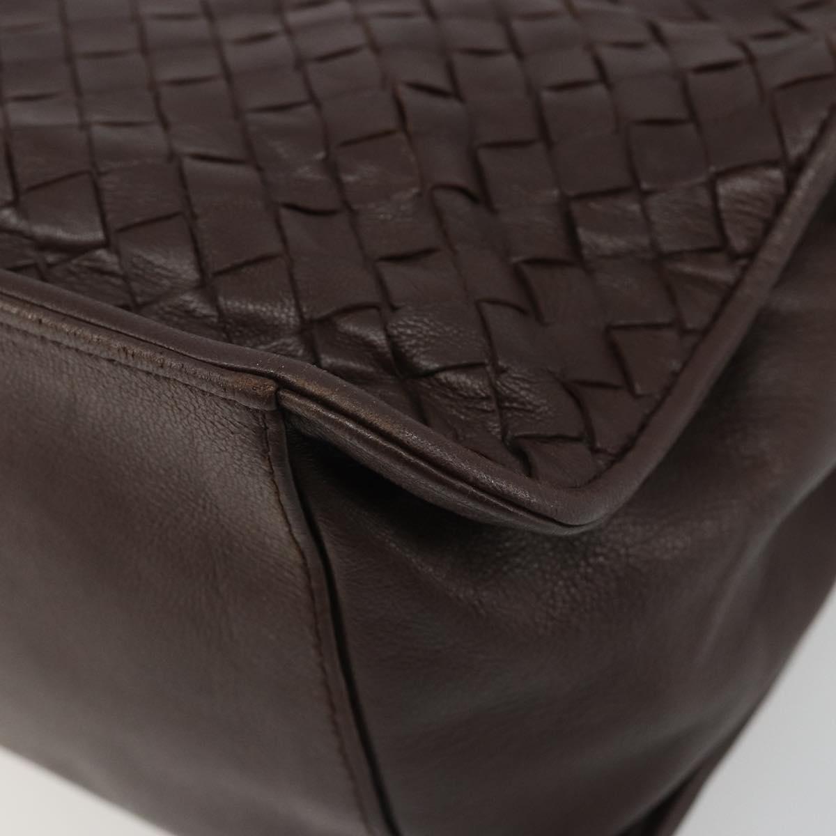 BOTTEGA VENETA INTRECCIATO Shoulder Bag Leather Brown Gold Auth 188405SAV