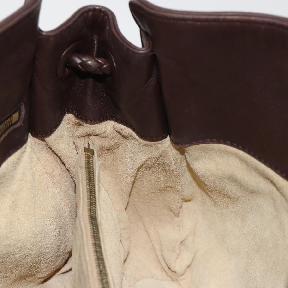 BOTTEGA VENETA INTRECCIATO Shoulder Bag Leather Brown Gold Auth 188405SAV