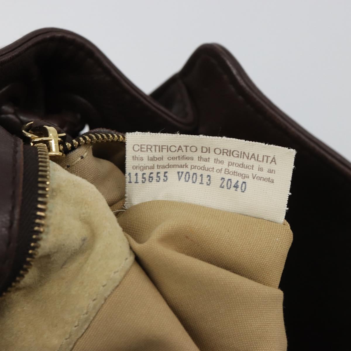 BOTTEGA VENETA INTRECCIATO Shoulder Bag Leather Brown Gold Auth 188405SAV