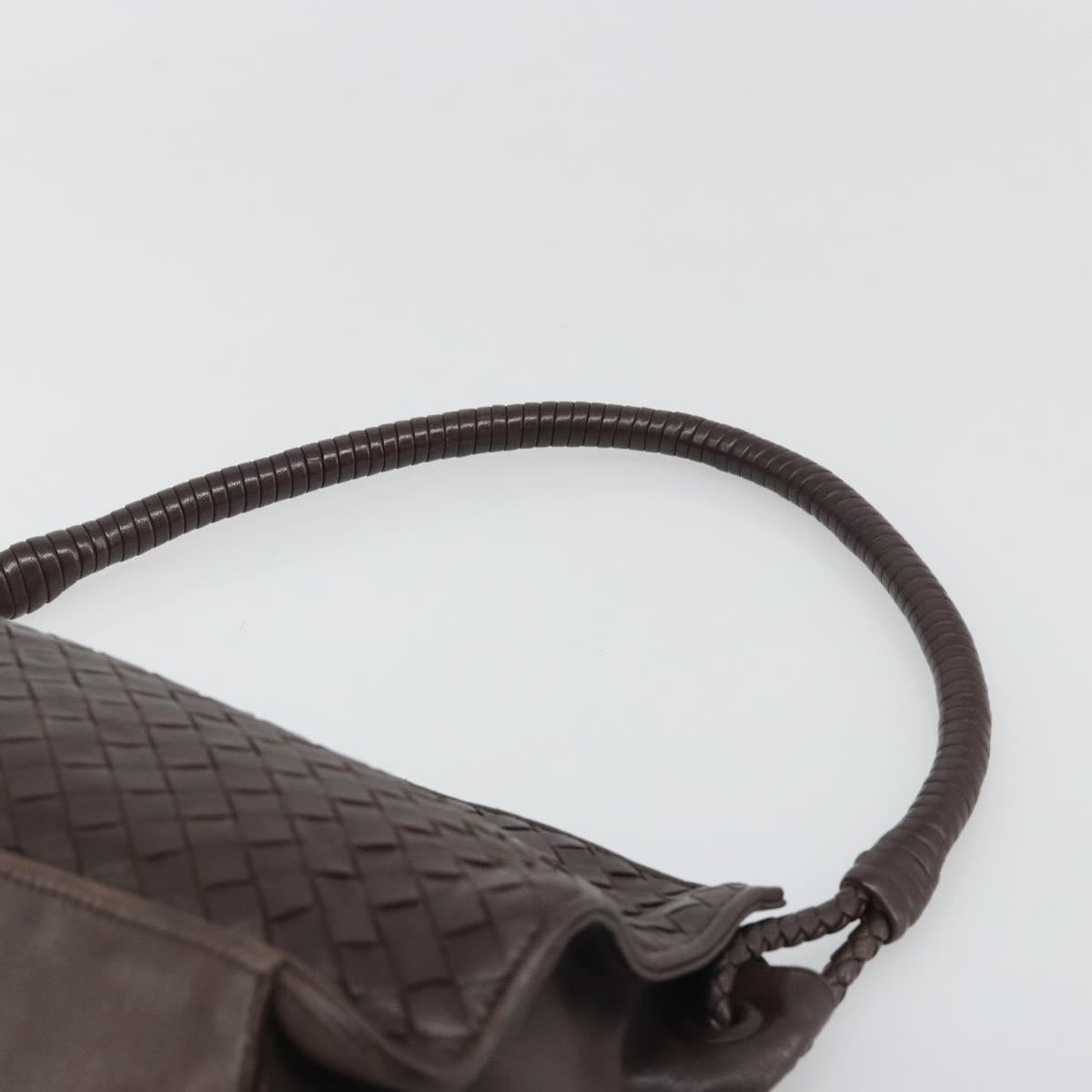 BOTTEGA VENETA INTRECCIATO Shoulder Bag Leather Brown Gold Auth 188405SAV