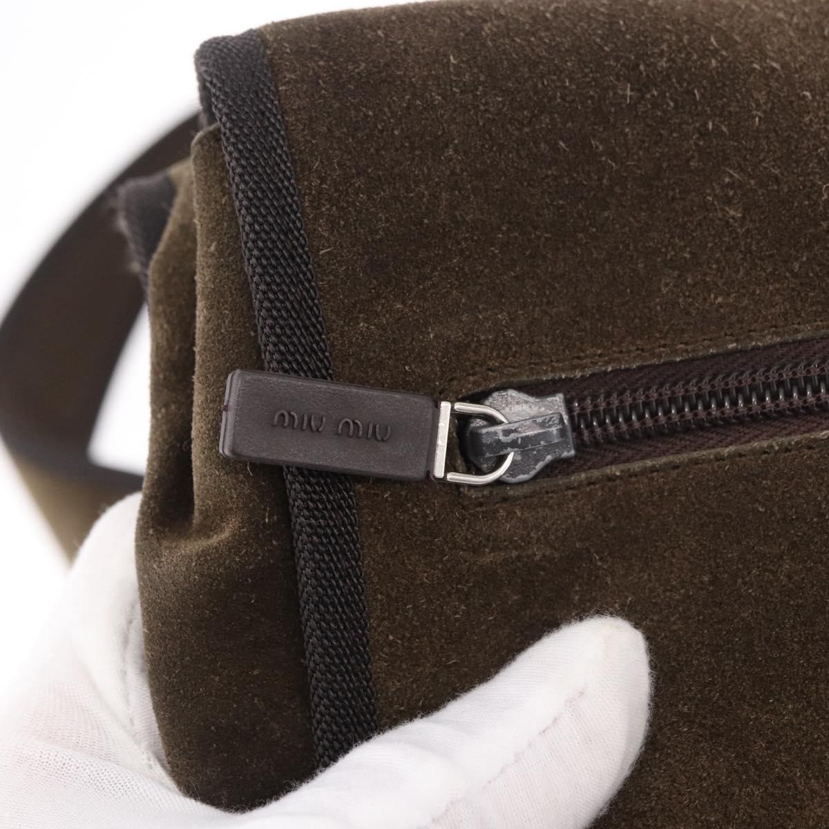 Miu Miu Shoulder Bag Suede Brown Auth 188406