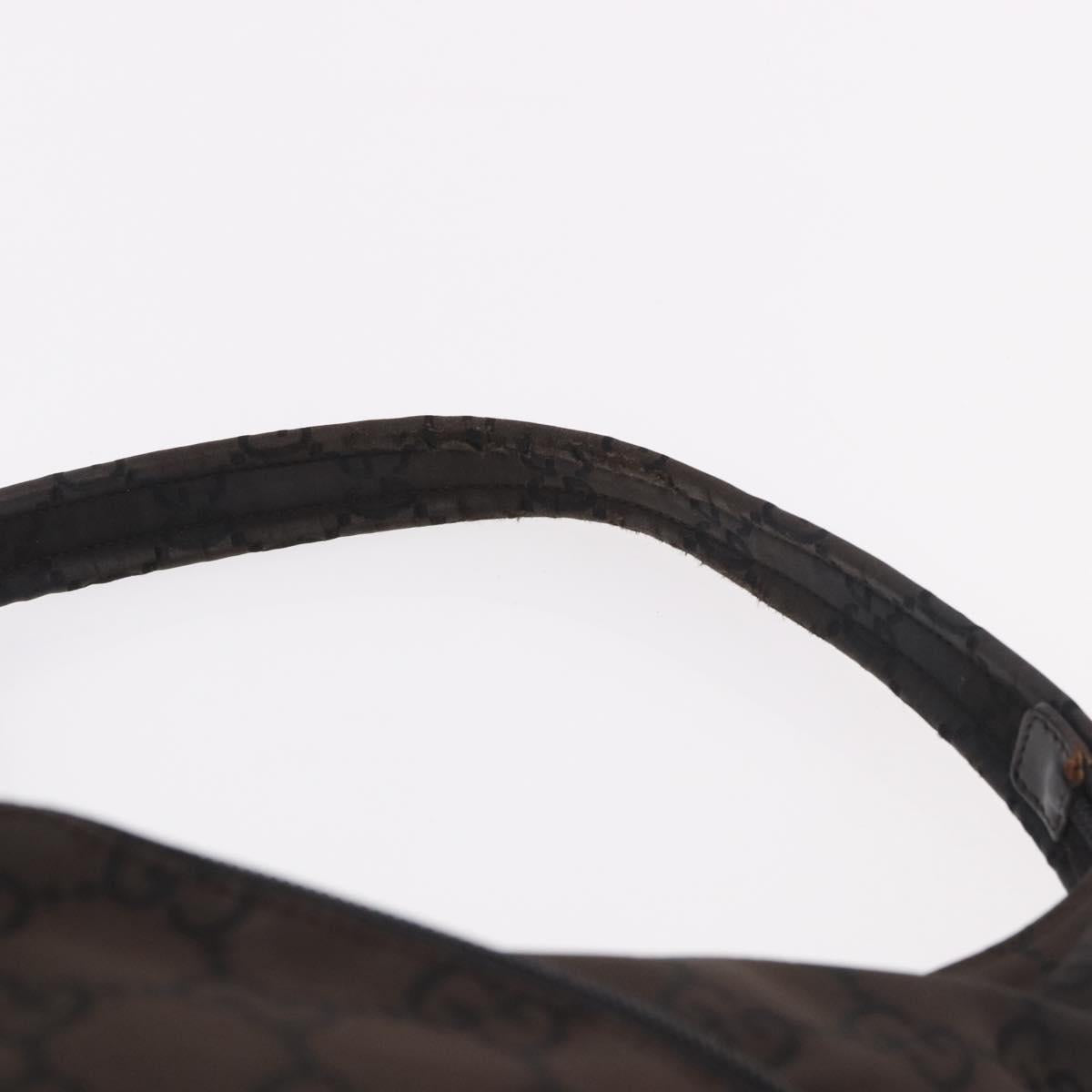 GUCCI GG Canvas Shoulder Bag Nylon Dark Brown Silver Auth 188409