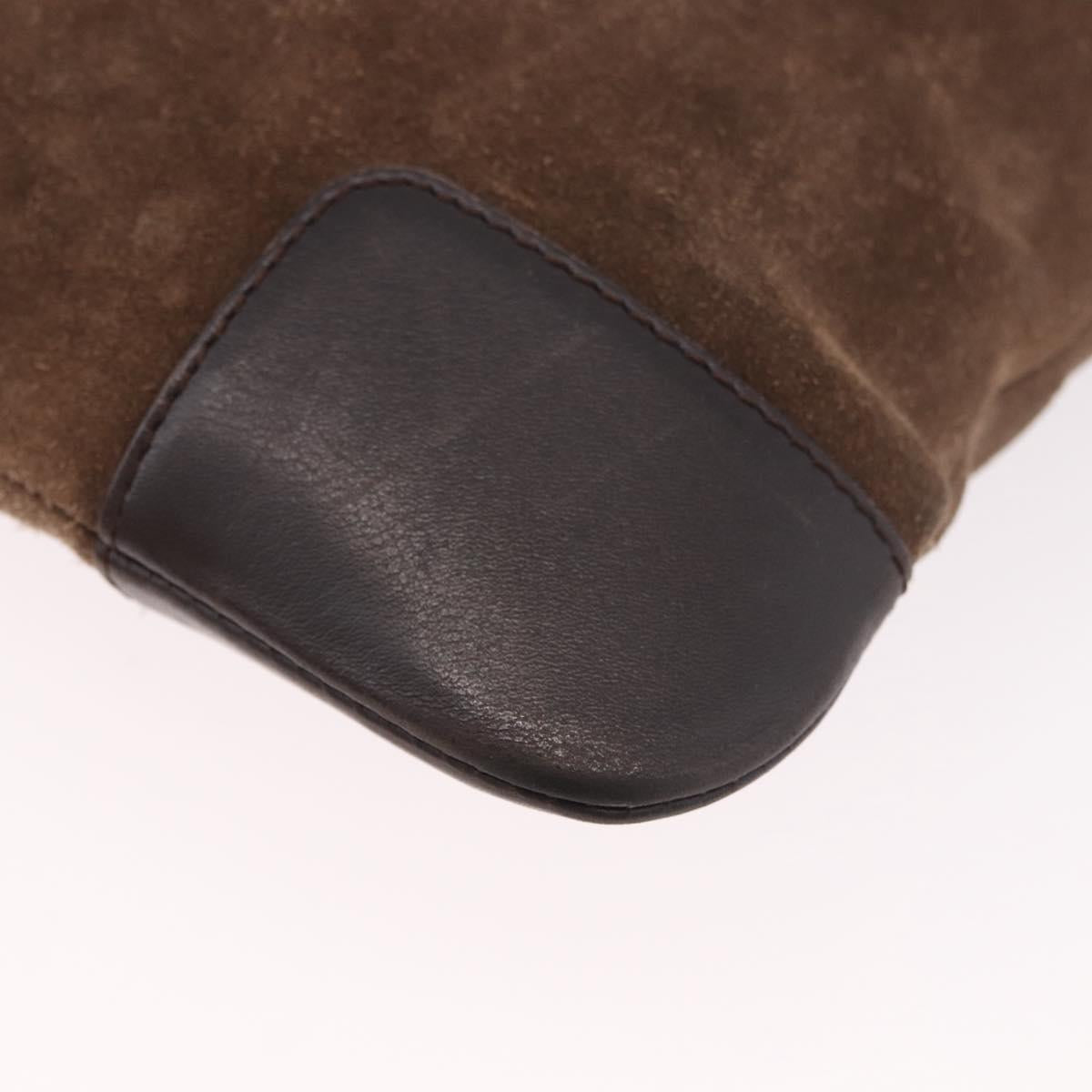 LOEWE Anagram Shoulder Bag Suede Brown Silver Auth 188410A