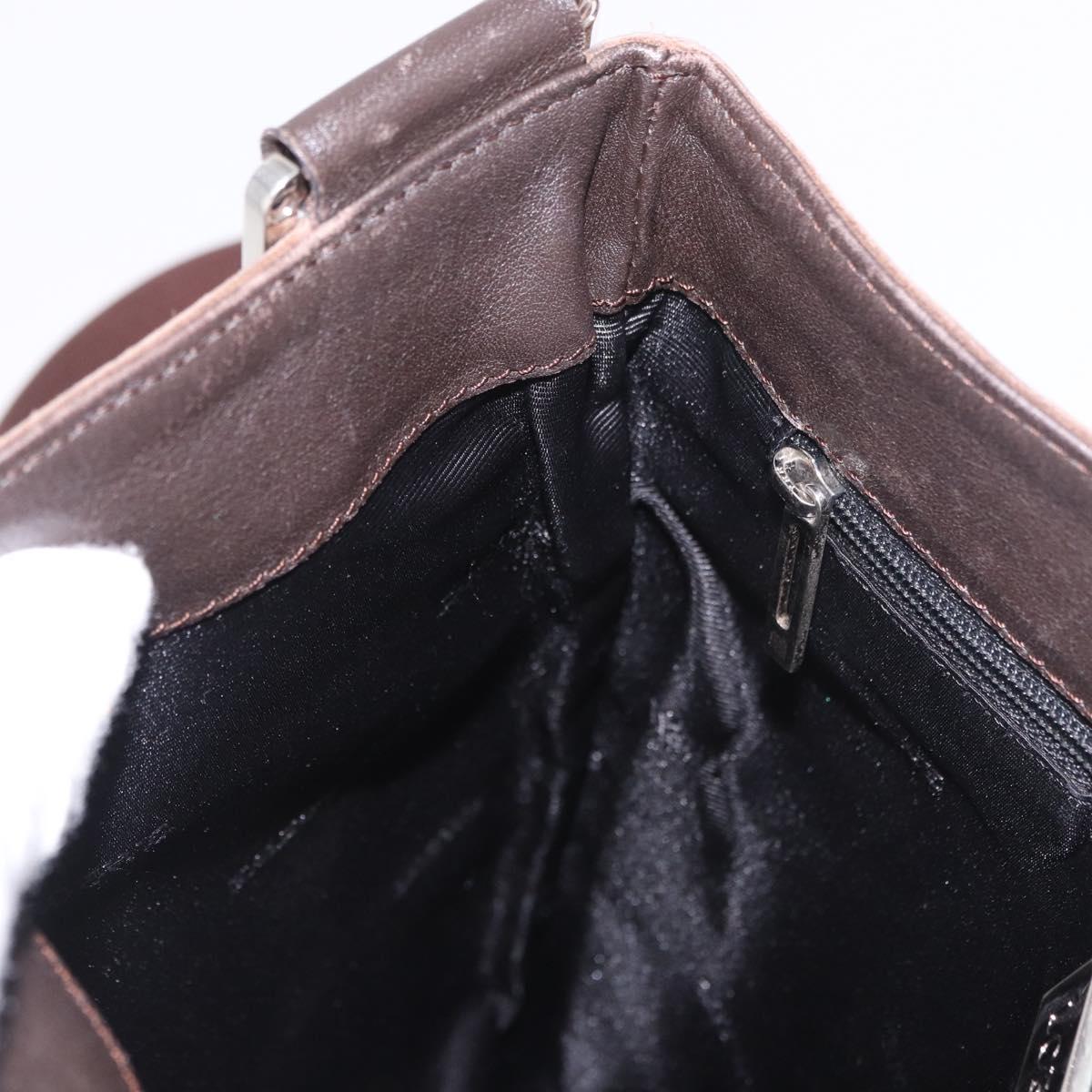 LOEWE Anagram Shoulder Bag Suede Brown Silver Auth 188410A