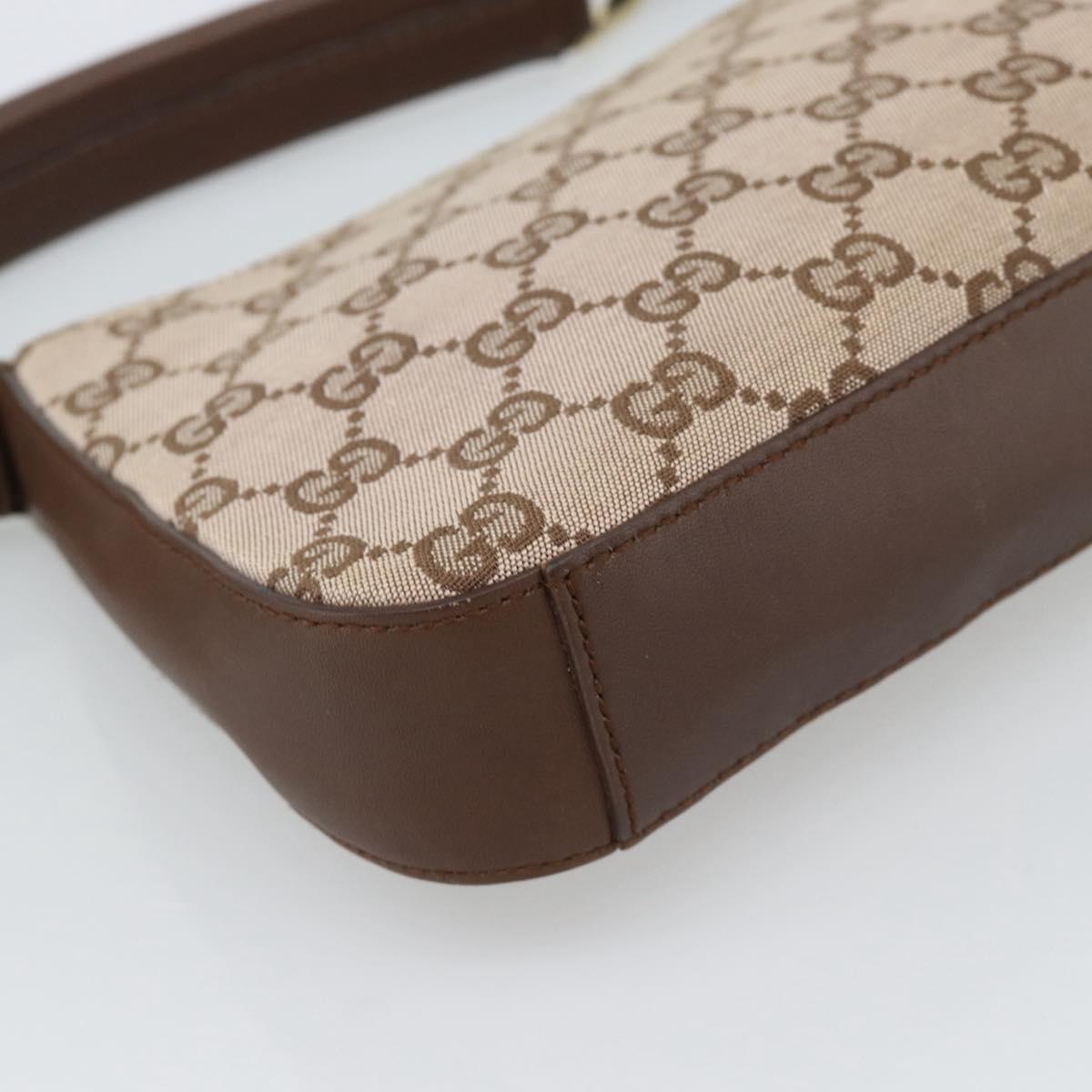GUCCI GG Canvas Hand Bag Beige Gold 001 4285 Auth 188411A