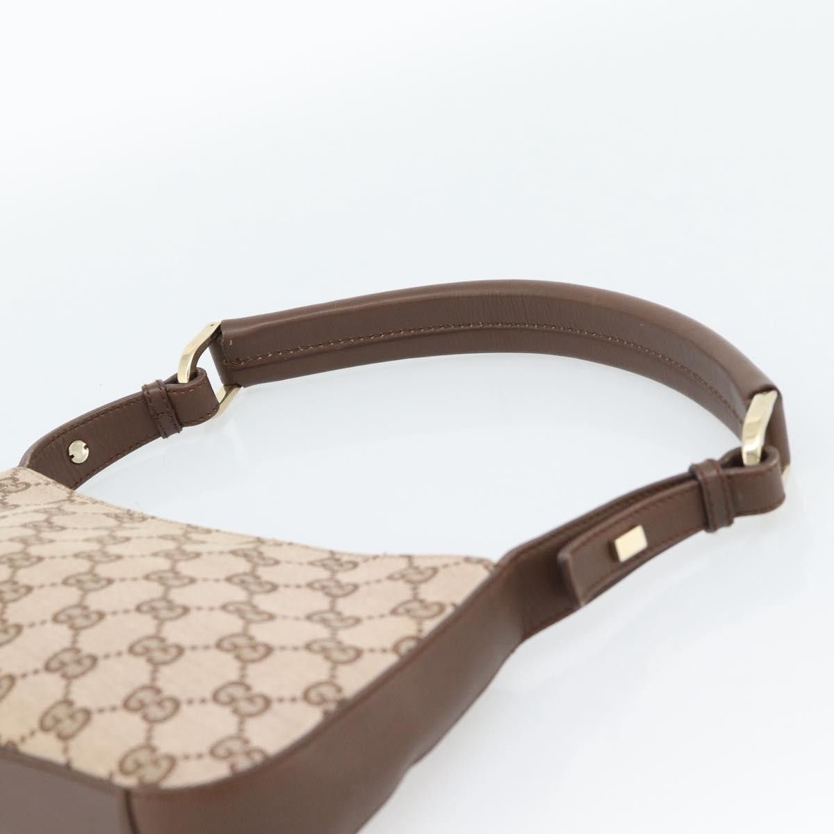 GUCCI GG Canvas Hand Bag Beige Gold 001 4285 Auth 188411A