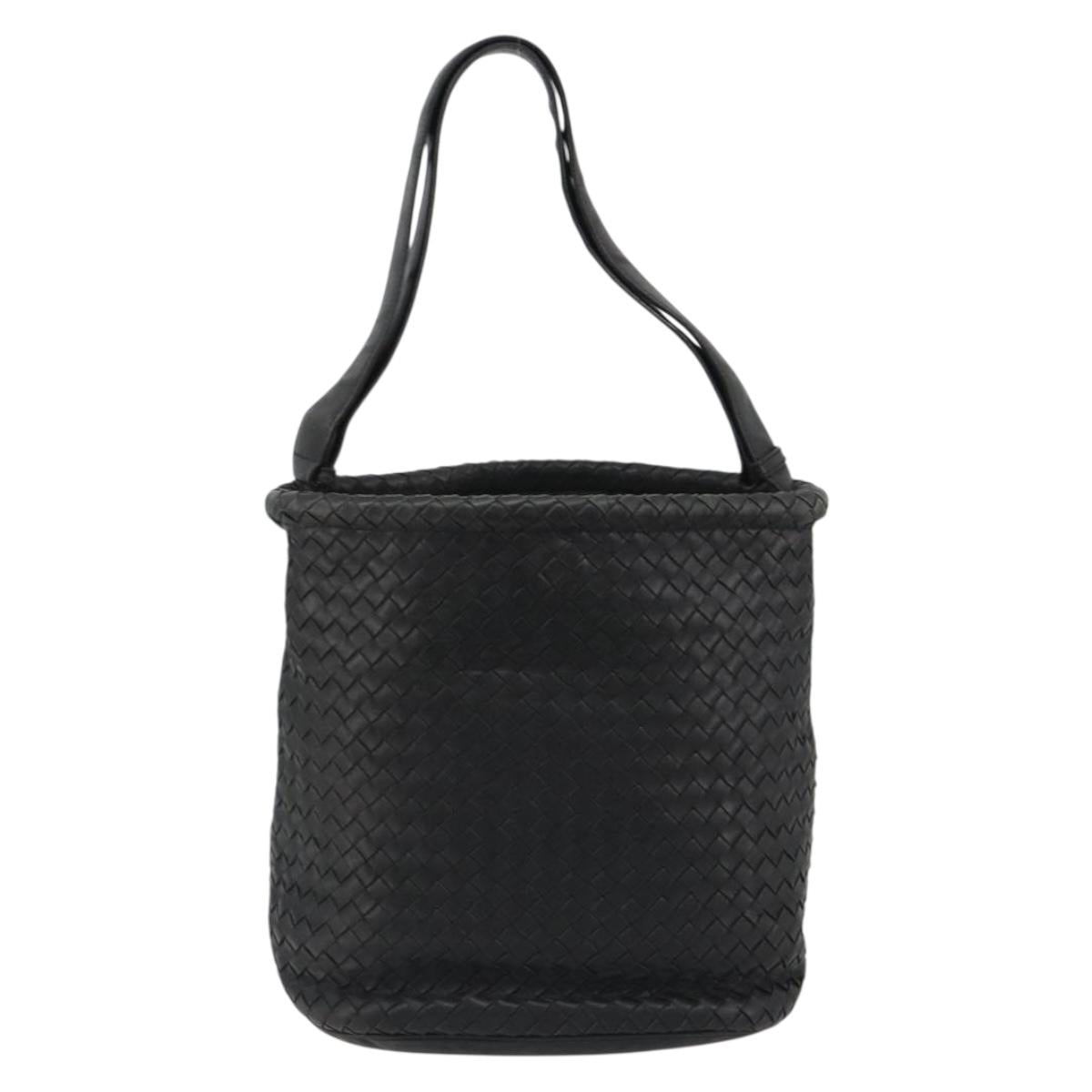BOTTEGA VENETA INTRECCIATO Shoulder Bag Leather Black Auth 188414