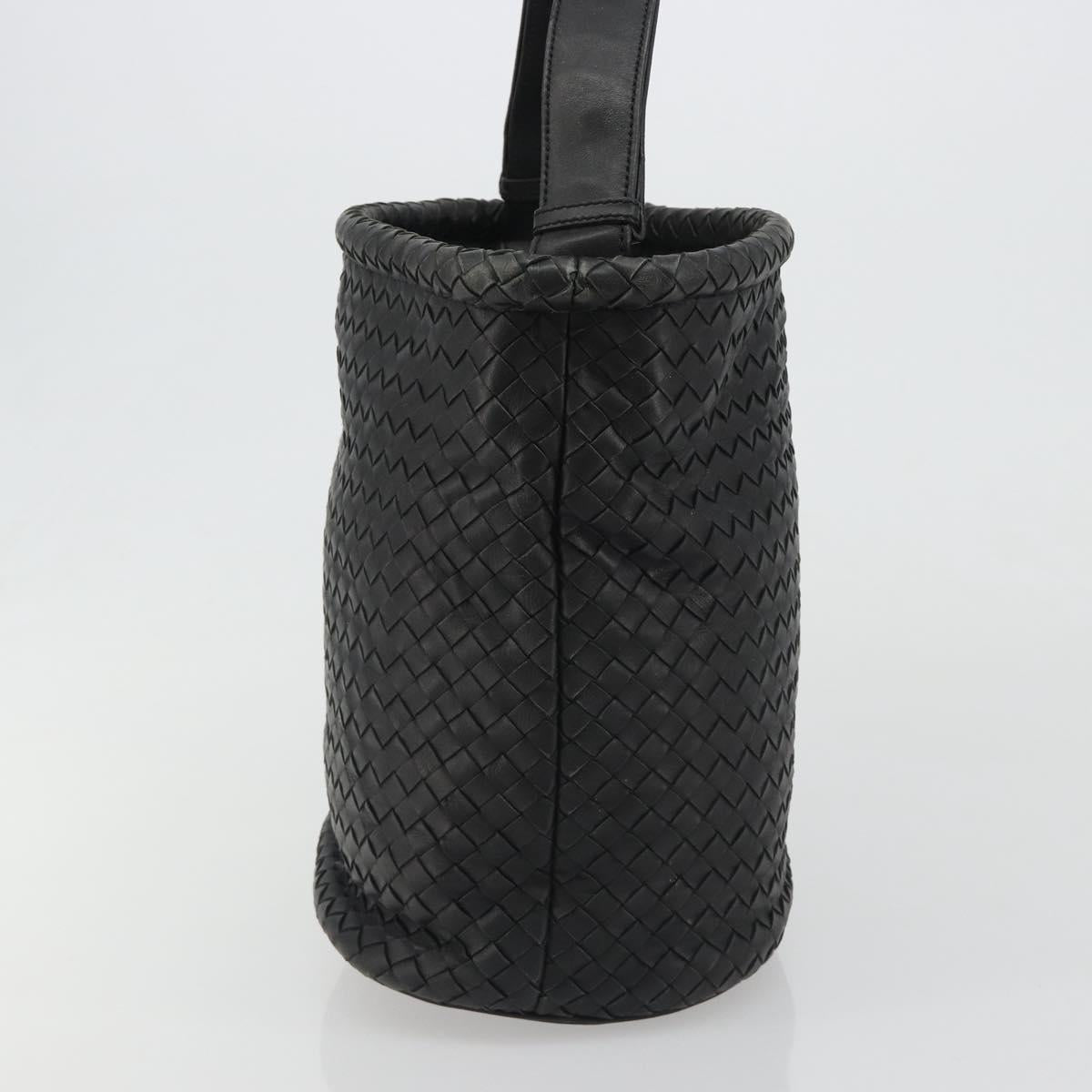 BOTTEGA VENETA INTRECCIATO Shoulder Bag Leather Black Auth 188414