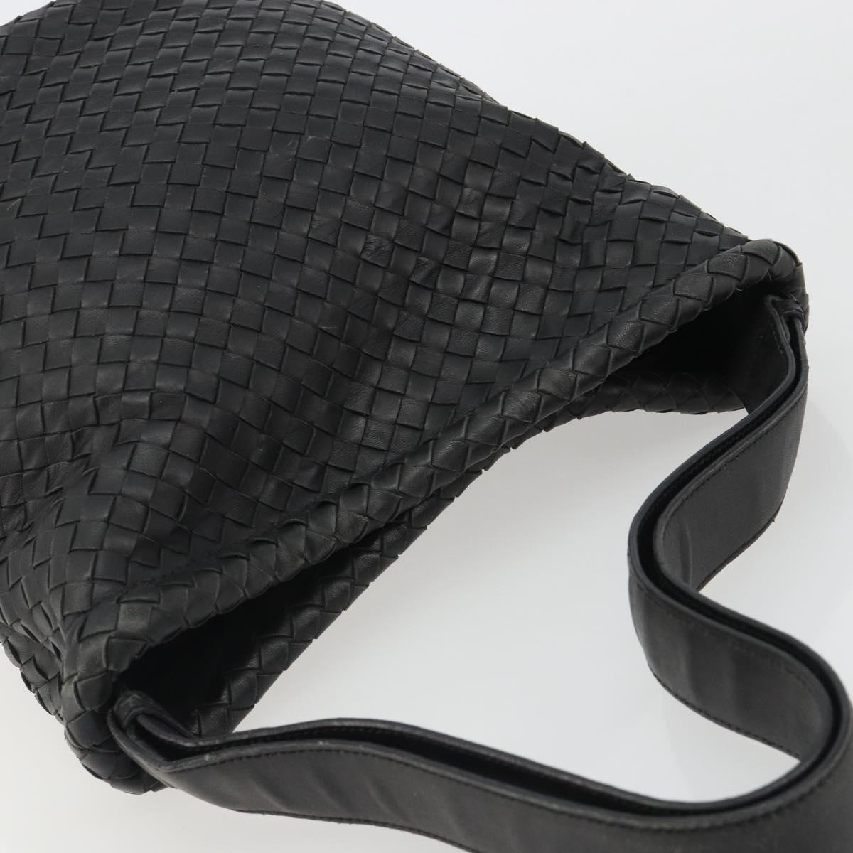 BOTTEGA VENETA INTRECCIATO Shoulder Bag Leather Black Auth 188414