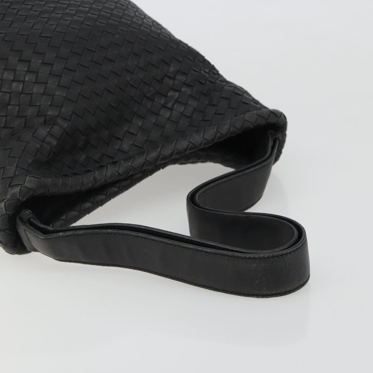 BOTTEGA VENETA INTRECCIATO Shoulder Bag Leather Black Auth 188414