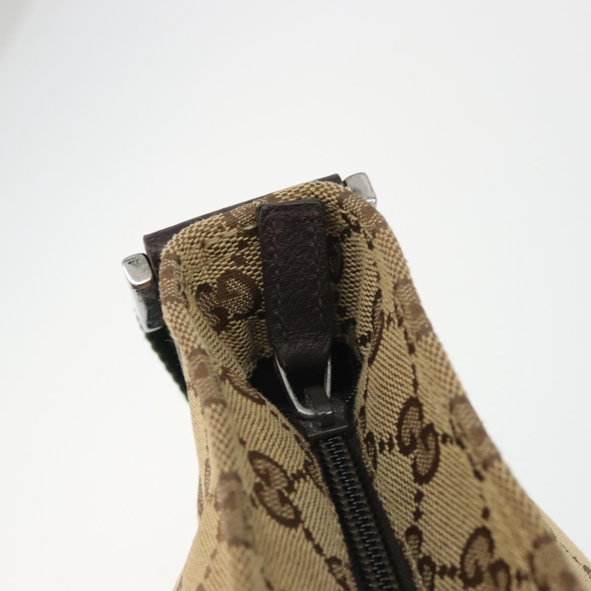 GUCCI GG Canvas Web Sherry Line Shoulder Bag Beige Silver 189751 Auth 188415A
